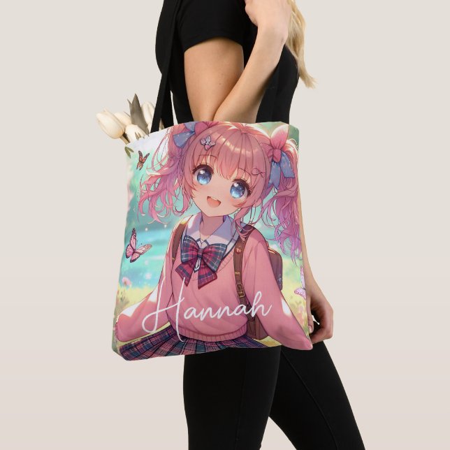 Bolso De Tela Chica de anime bonito en cócteles rosados (Detalle)