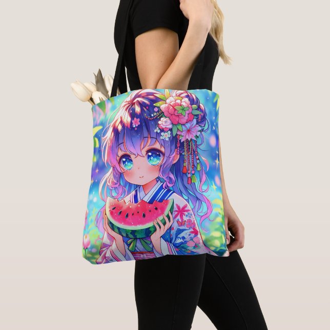 Bolso De Tela Chica de anime come sandía en verano (Detalle)