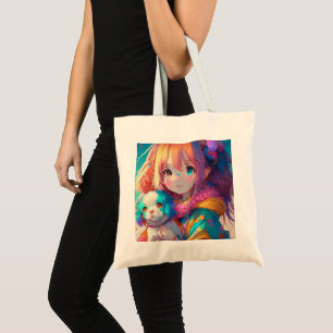 Bolso De Tela Chica de Anime con Cachorro
