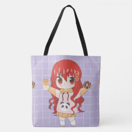 Bolso De Tela chica de anime feliz con las flores