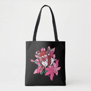 Bolso De Tela Chica de anime japonés Demon Flores estéticas