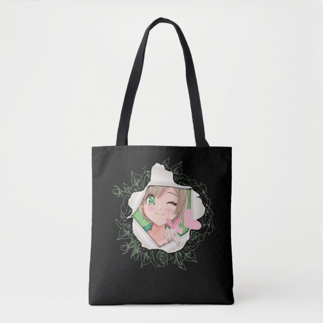 Bolso De Tela Chica de anime kawaii ama a Otaku (Anverso)