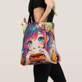 Bolso De Tela Chica de anime lindo comiendo una mantequilla de m