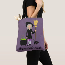 Bolso De Tela Chica De Brujas Y Un Gato Feliz Halloween