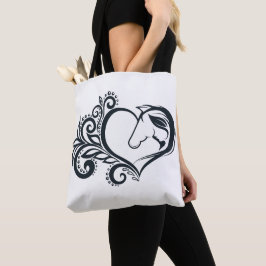 Bolso De Tela Chica de Caballo del Corazón Negro Elegante