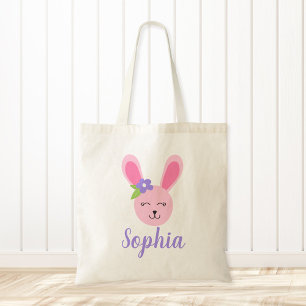 Bolso De Tela Chica de conejitos de Pascua Rosa