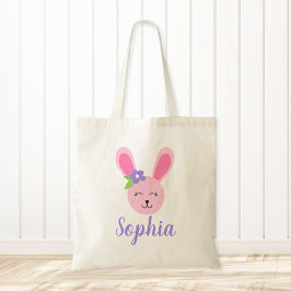 Bolso De Tela Chica de conejitos de Pascua Rosa
