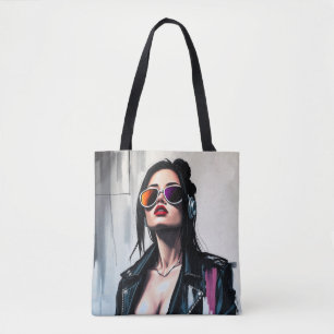Bolso De Tela Chica de Cyberpunk Rebel - Arte digital elegante