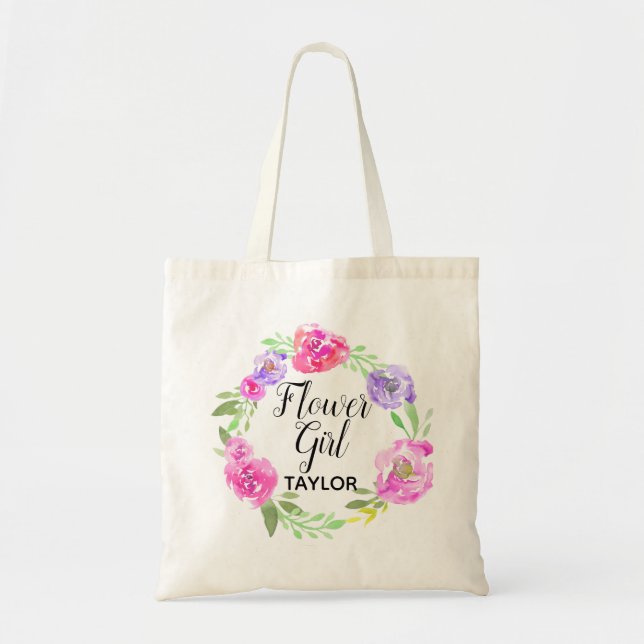 Bolso De Tela Chica de Flor Floral Tote Bag personalizada (Frente)