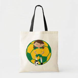 Bolso De Tela Chica de fútbol 4 y grano verde y amarillo