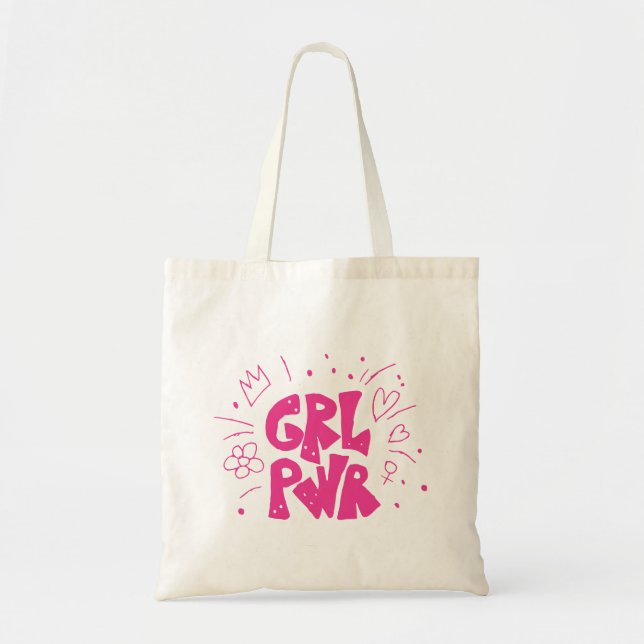 Bolso De Tela Chica de graffiti Power Doodle Girly Doodle Power  (Frente)