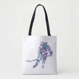 Bolso De Tela Chica de hockey patinador Silhouette Paisley