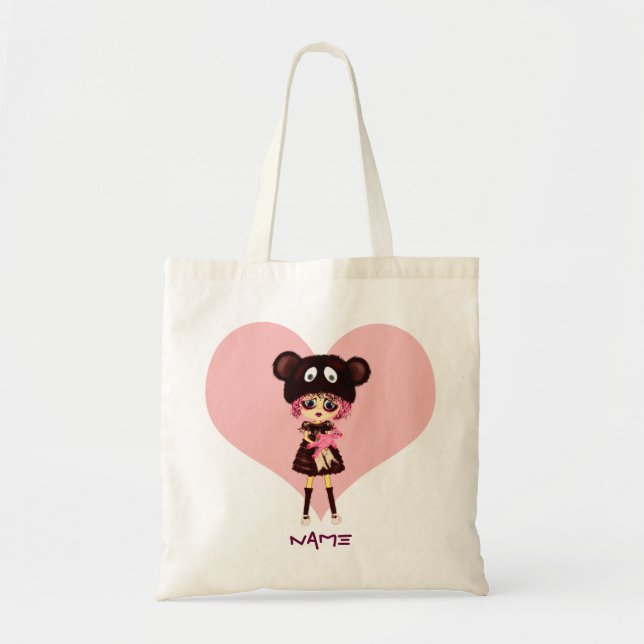Bolso De Tela Chica de Kawaii, ¿por qué tan triste? Llorando niñ (Frente)