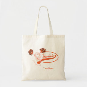 Bolso De Tela Chica de la animadora en silueta anaranjada