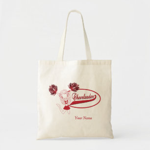 Bolso De Tela Chica de la animadora en silueta rojo oscuro