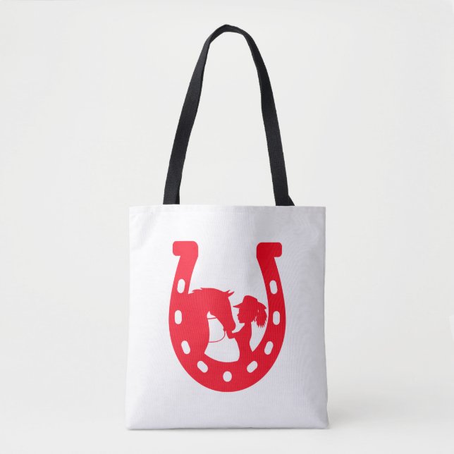 Bolso De Tela Chica de la herradura roja y caballo (Anverso)