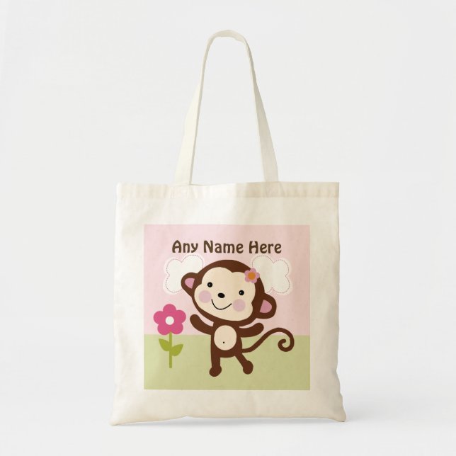 Bolso De Tela Chica de la selva personalizada Mono Tote Bag (Frente)