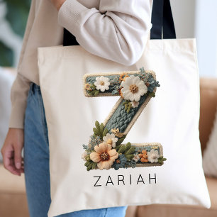 Bolso De Tela Chica de las Flores Monograma Floral Personaliza