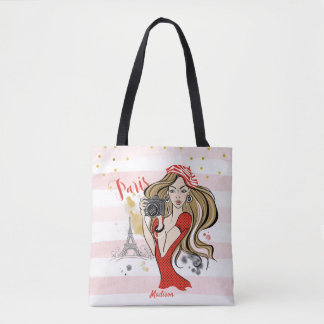 Bolso De Tela Chica de moda personalizado: parisino rosado
