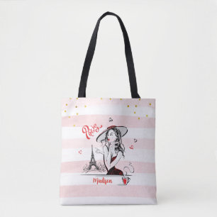 Bolso De Tela Chica de moda personalizado: parisino rosado