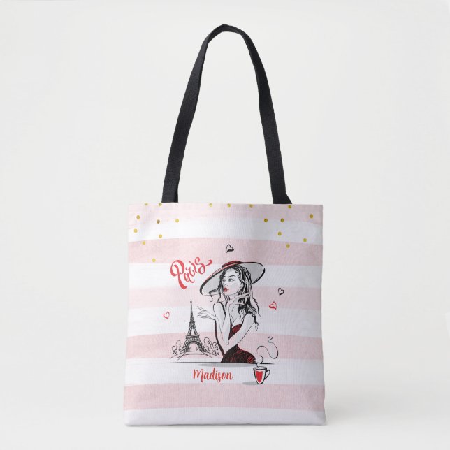 Bolso De Tela Chica de moda personalizado: parisino rosado (Anverso)