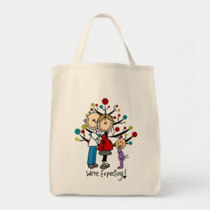 Bolso De Tela Chica de Padres Esperados de Figuras de Palo