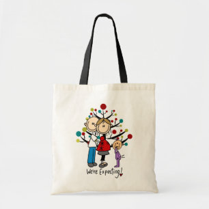 Bolso De Tela Chica de Padres Esperados de Figuras de Palo