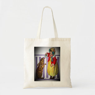 Bolso De Tela Chica de Pascua Vintage alimentando un conejo, ZSS