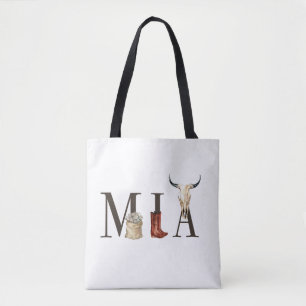 Bolso De Tela Chica de vaqueros de Mia, vacas occidentales, chic