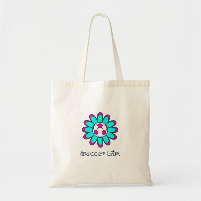 Bolso De Tela Chica del fútbol de la aguamarina (Frente)