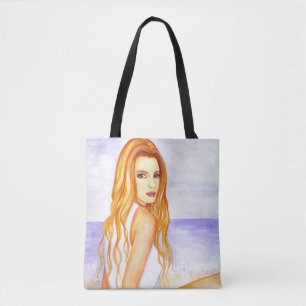 Bolso De Tela Chica en la pintura acuática de la playa