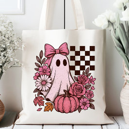 Bolso De Tela Chica fantasma de coqueta rosa retro con Bow Hallo