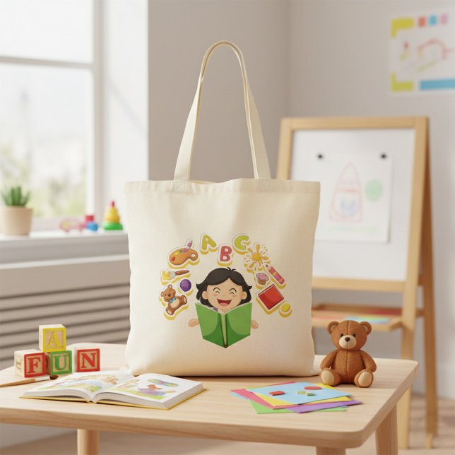 Bolso De Tela Chica feliz leyendo (Subido por el creador)