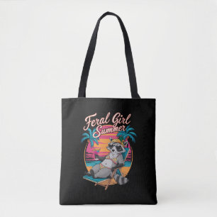 Bolso De Tela Chica Feral Verano Playa Mapache Divertido