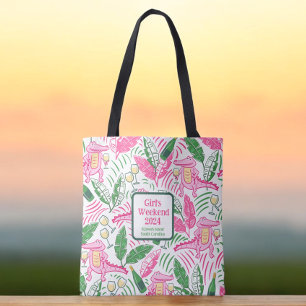 Bolso De Tela Chica Fin de Semana Preppy Alligator Wine Pink Gre