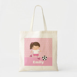 Bolso De Tela Chica futbolista de fútbol adorable rosa personali