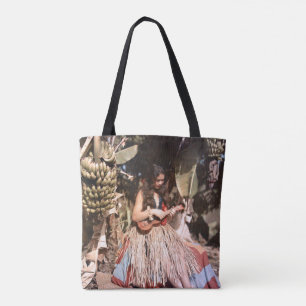 Bolso De Tela Chica hawaiano de Wahine Hula del vintage