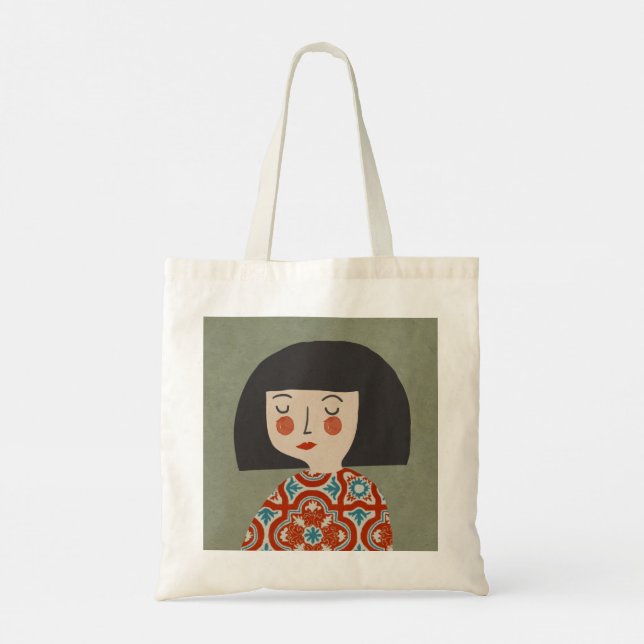 Bolso De Tela Chica ilustracion lindo gráfico (Reverso)