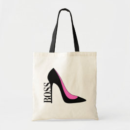 Bolso De Tela Chica Jefe negro rosado