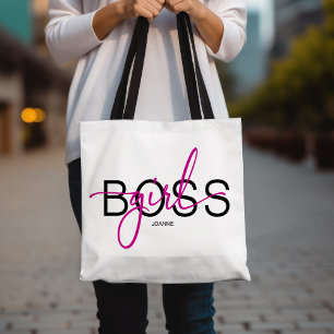 Bolso De Tela Chica Jefe Rosado caliente y Negro