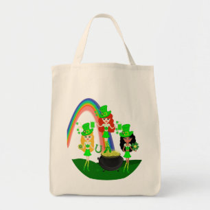 Bolso De Tela Chica Leprechauns Arcoiris y Oro Oro