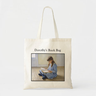 Bolso De Tela Chica leyendo libro personalizado para la escuela