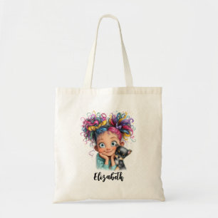 Bolso De Tela Chica linda con cachorro