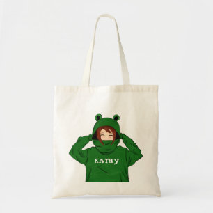 Bolso De Tela Chica lindo con dibujo de cartón de rana verde