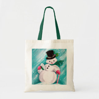 Bolso De Tela Chica lindo del muñeco de nieve