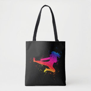 Bolso De Tela chica+luchador;artes marciales;pintura+salpicadura