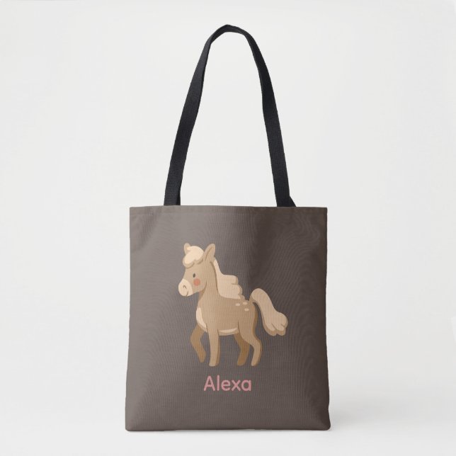 Bolso De Tela Chica Monogramado Personalizado del Caballo Pony (Anverso)