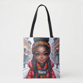Bolso De Tela Chica negro afroamericano con trenzas