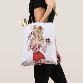 Bolso De Tela Chica Pin-Up Retro Rubia del Día de San Valentín