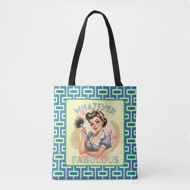 Bolso De Tela Chica Pinup Retro Azul y Verde (Anverso)